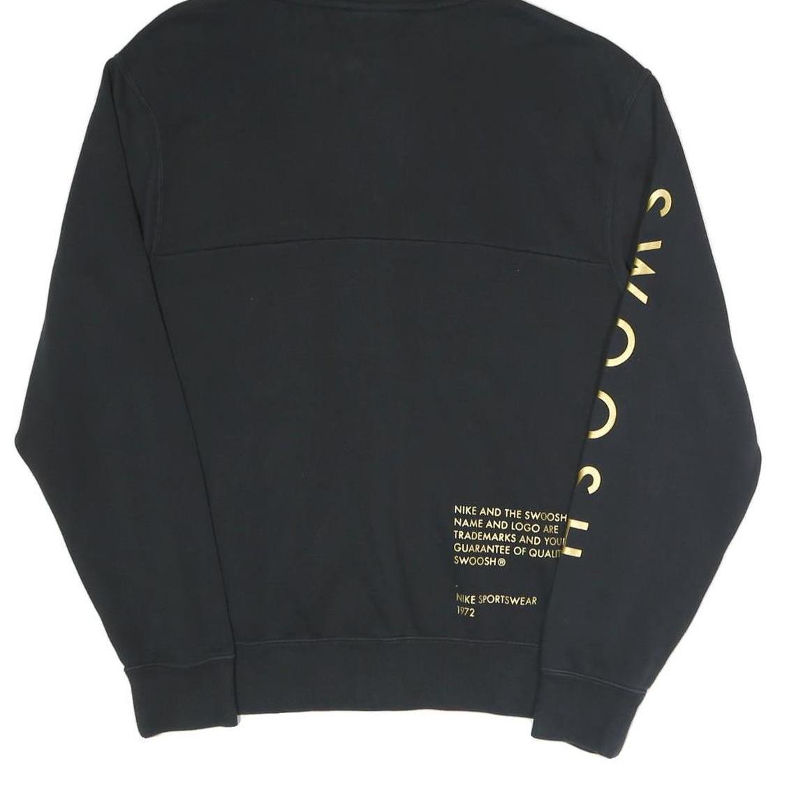 NIKE Mens Black Pullover Hoodie XS Cotton Blend Zip Sweatshirt Swoosh Print