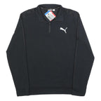 PUMA Mens Black Cotton Blend Pullover Sweatshirt L Half Zip Sportswear