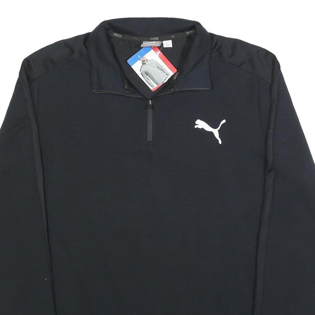 PUMA Mens Black Cotton Blend Pullover Sweatshirt L Half Zip Sportswear