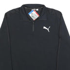PUMA Mens Black Cotton Blend Pullover Sweatshirt L Half Zip Sportswear
