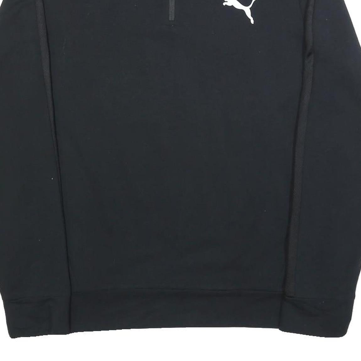 PUMA Mens Black Cotton Blend Pullover Sweatshirt L Half Zip Sportswear
