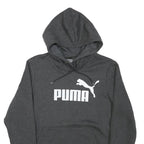 PUMA Mens Grey Cotton Blend Pullover Hoodie M Logo Print Drawstring Hood