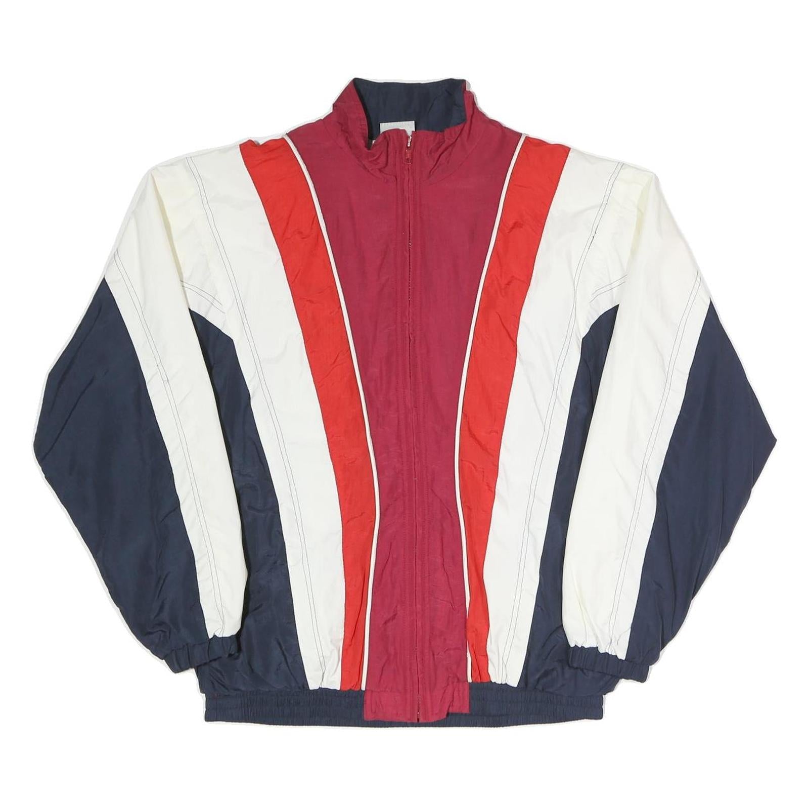 LETS JET Womens Navy Red & Cream Colourblock Classic Jacket S Polyester Blend