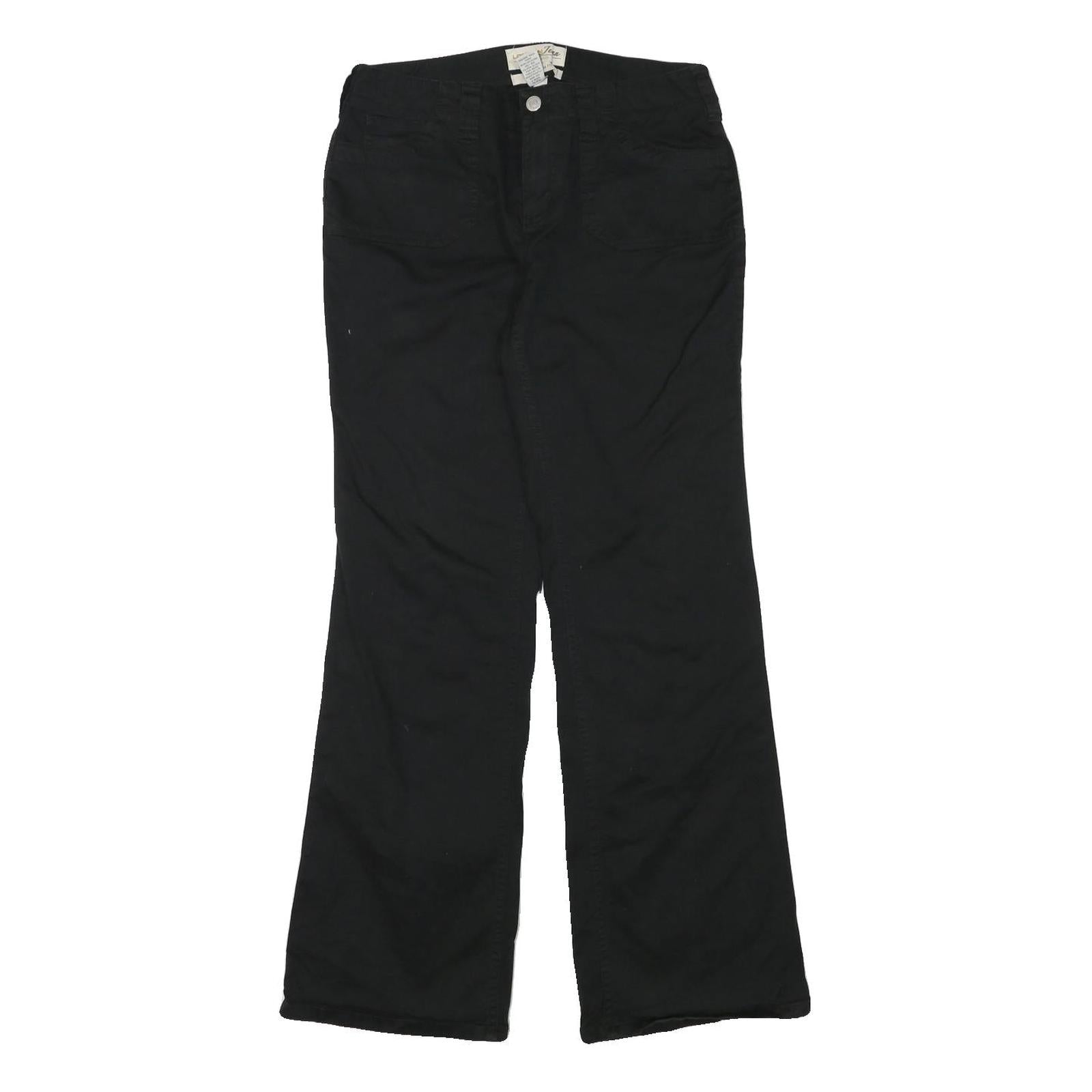LONDON JEAN Womens Cotton Blend Black Regular Fit Straight Leg Trousers W30 L31