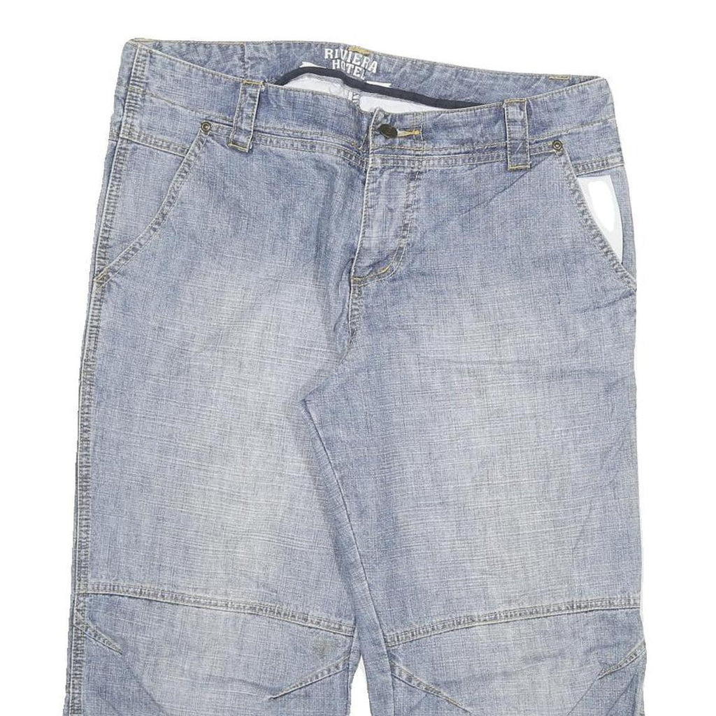 RIVIERA HOTEL Mens Cotton Blend Blue Casual Shorts XL W34 Comfortable Summer