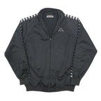 KAPPA Mens Black & White Logo Tape Zip Front Jacket XL Polyester Track