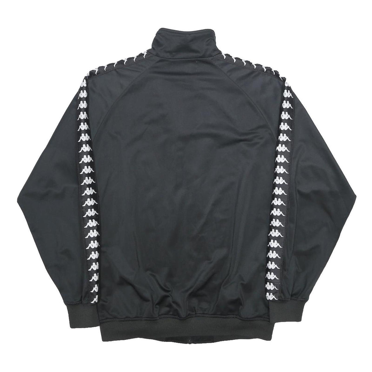 KAPPA Mens Black & White Logo Tape Zip Front Jacket XL Polyester Track