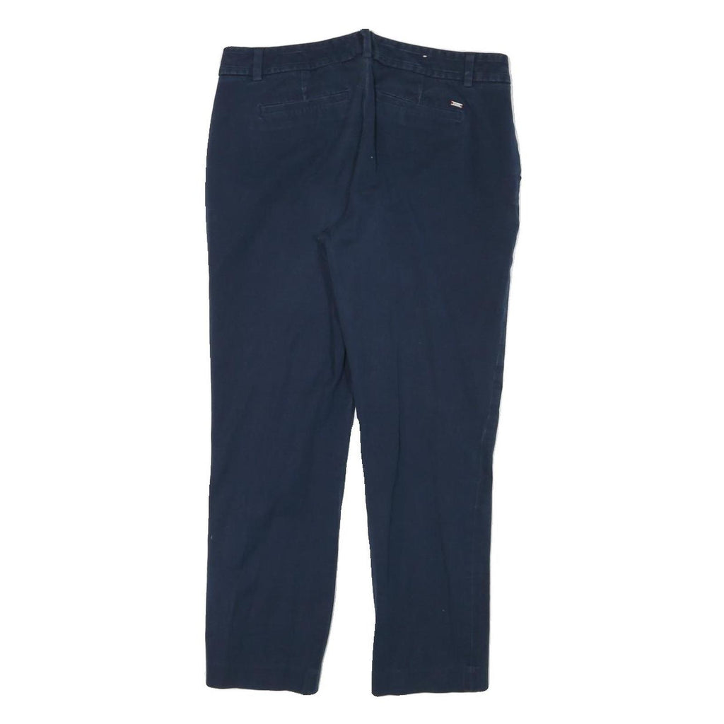 TOMMY HILFIGER Womens Cotton Blend Navy Slim Straight Trousers W30 L25