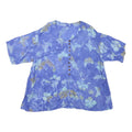 Womens Blue & Cream Printed Button Top Short Sleeve Round Neck L Cotton Blend