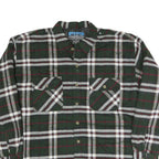 BTC Mens Green & White Check Shirt XL Cotton Blend Classic Button-Up