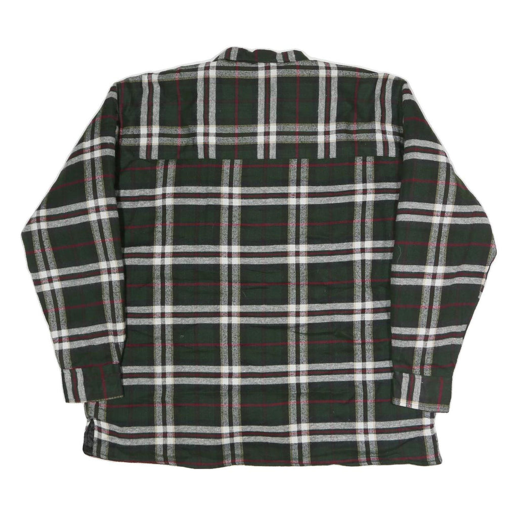 BTC Mens Green & White Check Shirt XL Cotton Blend Classic Button-Up