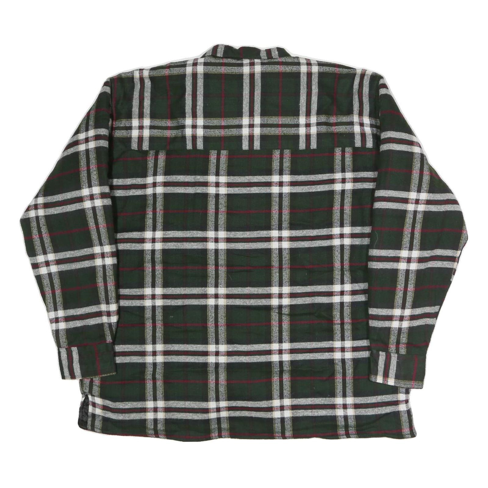 BTC Mens Green & White Check Shirt XL Cotton Blend Classic Button-Up