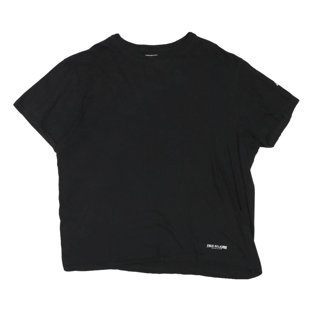 TRUE RELIGION Mens Black Graphic T-Shirt XL Short Sleeve Crew Neck Cotton Blend