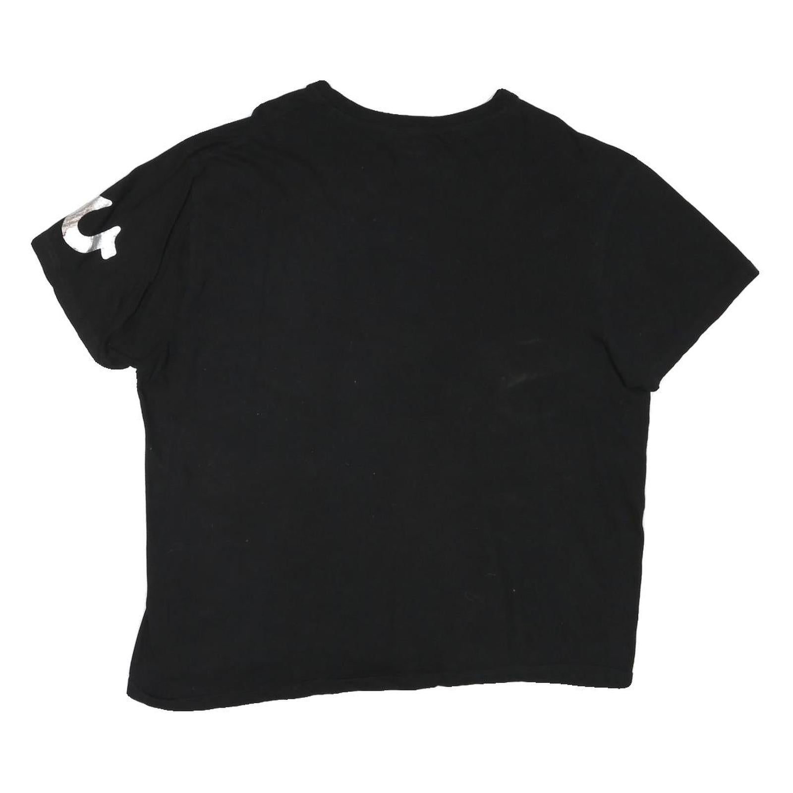TRUE RELIGION Mens Black Graphic T-Shirt XL Short Sleeve Crew Neck Cotton Blend
