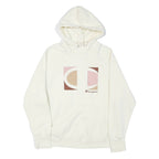 CHAMPION Womens White Graphic Hoodie XL Long Sleeve Crew Neck Cotton Blend