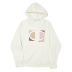 CHAMPION Womens White Graphic Hoodie XL Long Sleeve Crew Neck Cotton Blend