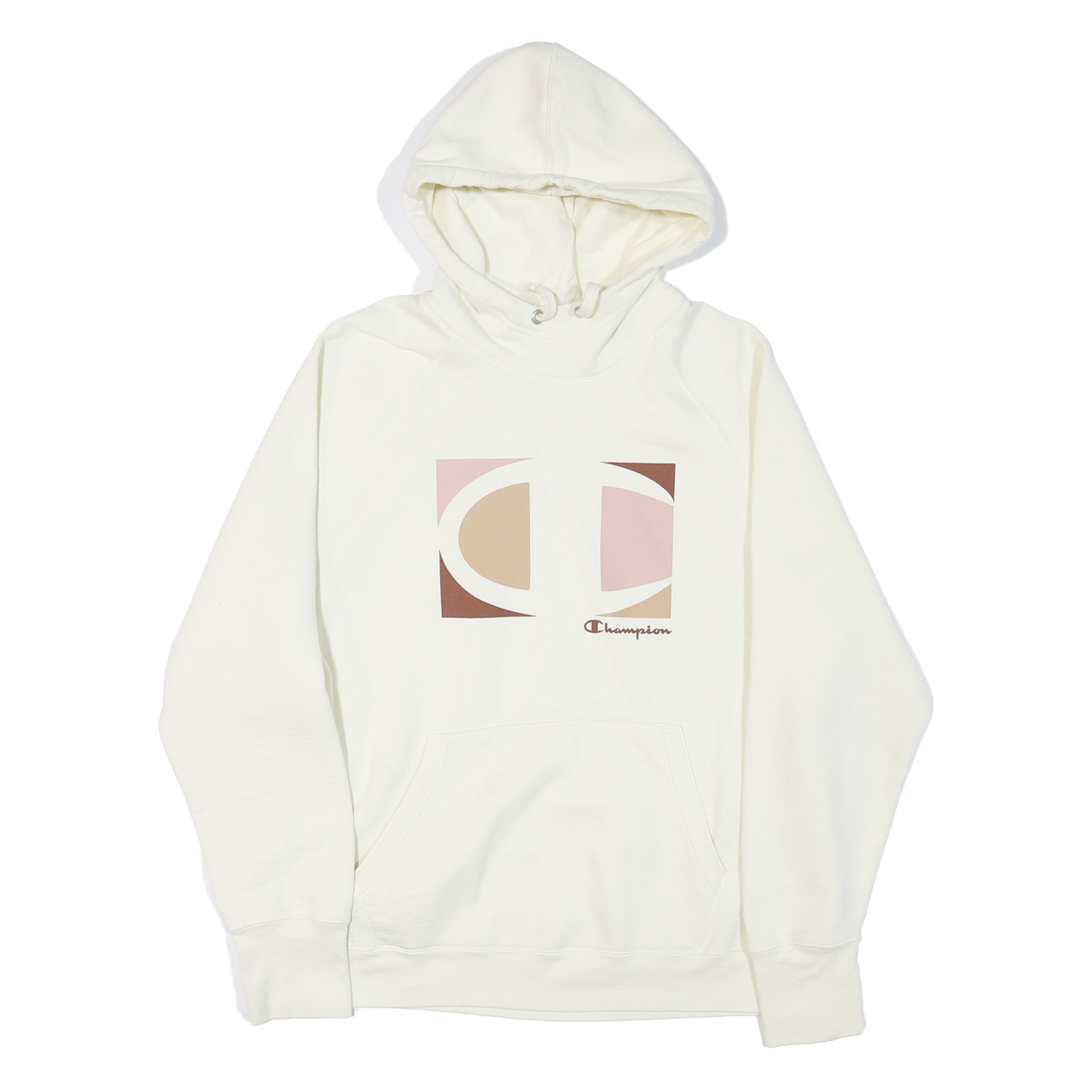 CHAMPION Womens White Graphic Hoodie XL Long Sleeve Crew Neck Cotton Blend