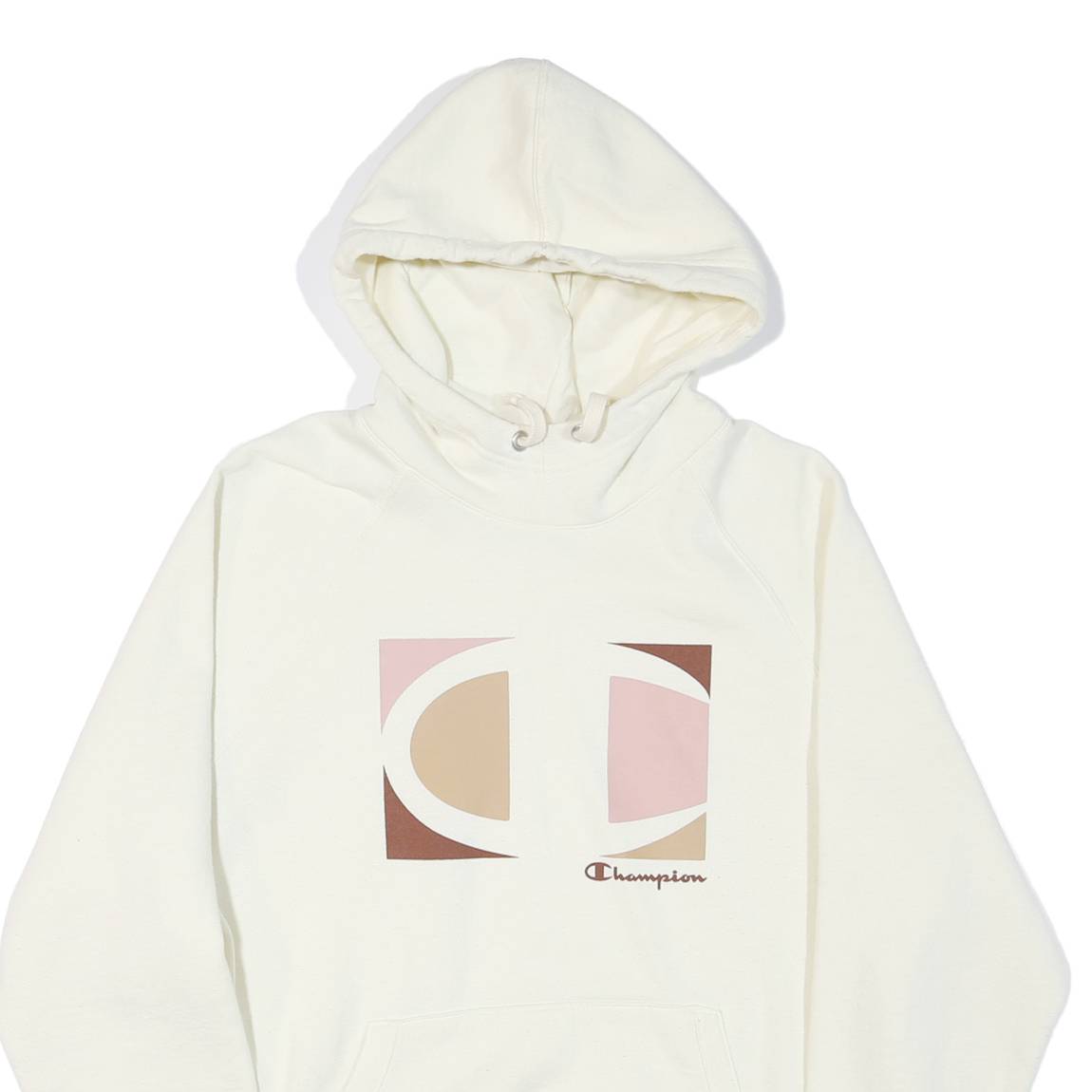 CHAMPION Womens White Graphic Hoodie XL Long Sleeve Crew Neck Cotton Blend