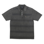 GOLDMEN Mens Black Striped Pocket Polo Shirt XL Cotton Blend Short Sleeve Casual