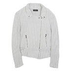 DIESEL Womens White Slim Cotton Jacket S Woven Zip Collar Stylish Lightweight