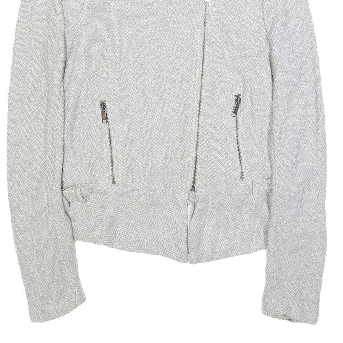 DIESEL Womens White Slim Cotton Jacket S Woven Zip Collar Stylish Lightweight