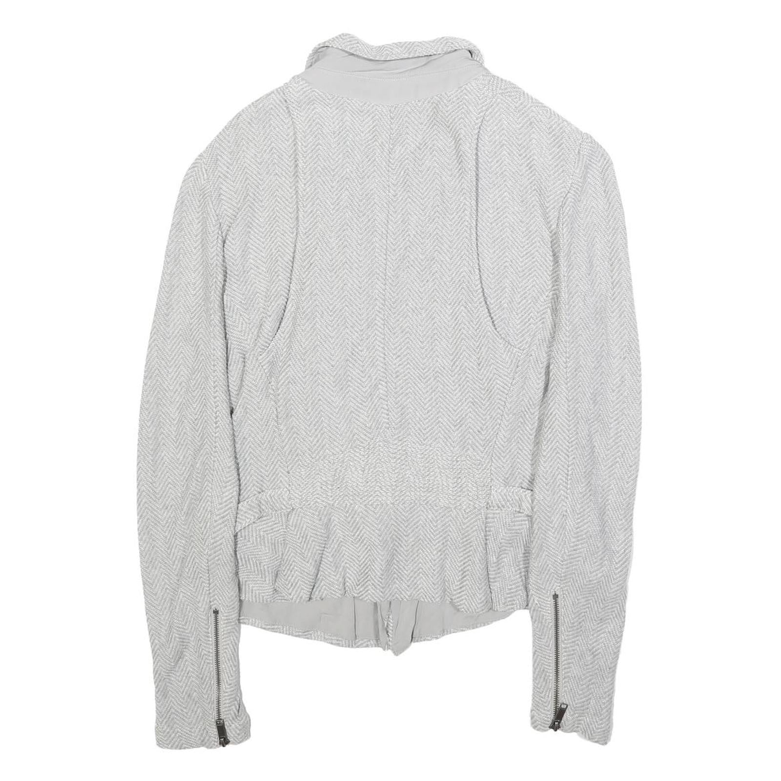 DIESEL Womens White Slim Cotton Jacket S Woven Zip Collar Stylish Lightweight