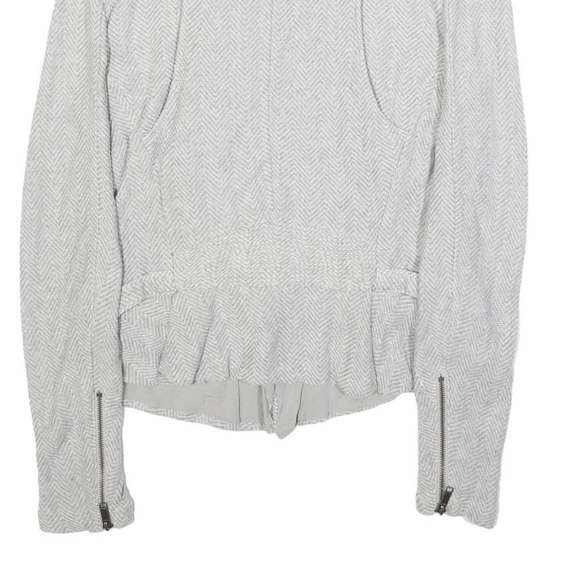 DIESEL Womens White Slim Cotton Jacket S Woven Zip Collar Stylish Lightweight