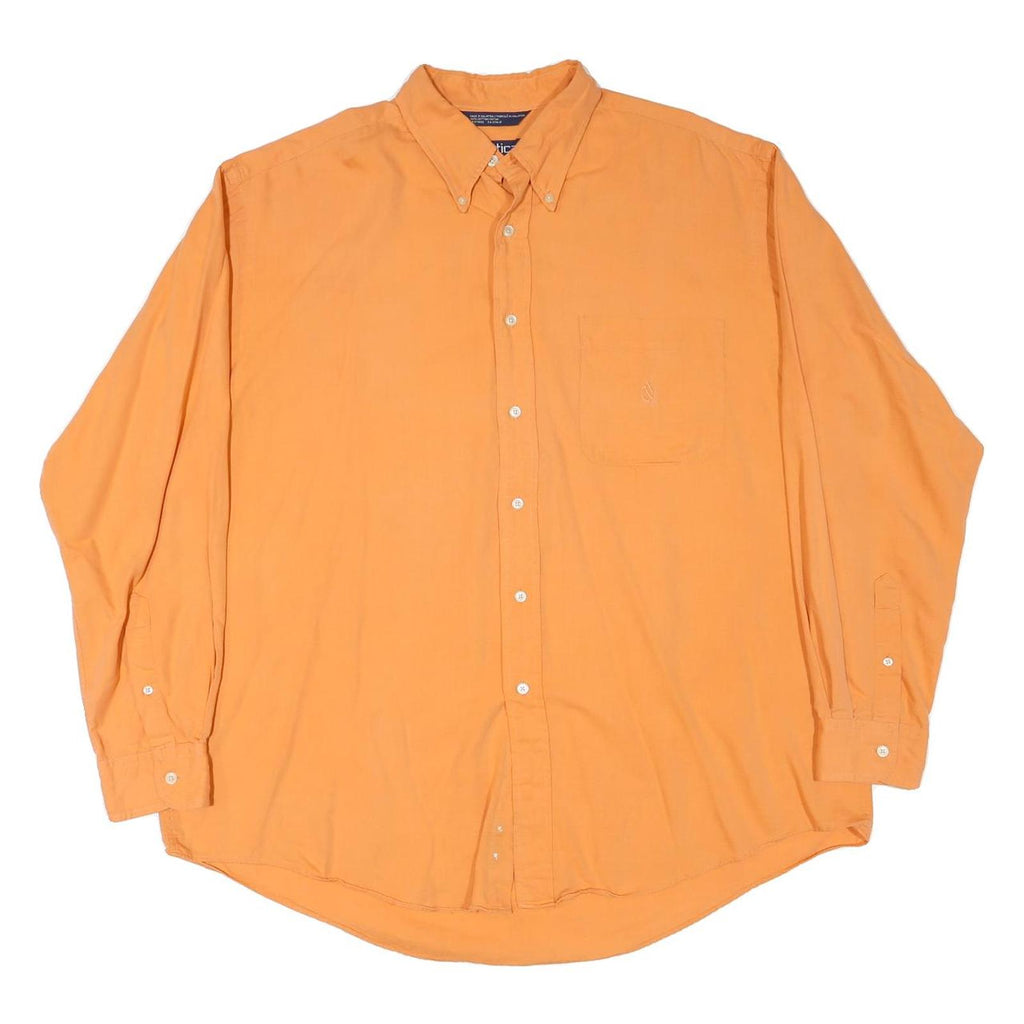 NAUTICA Mens Orange Cotton Blend Shirt XL Button-Down Long Sleeve Casual Classic