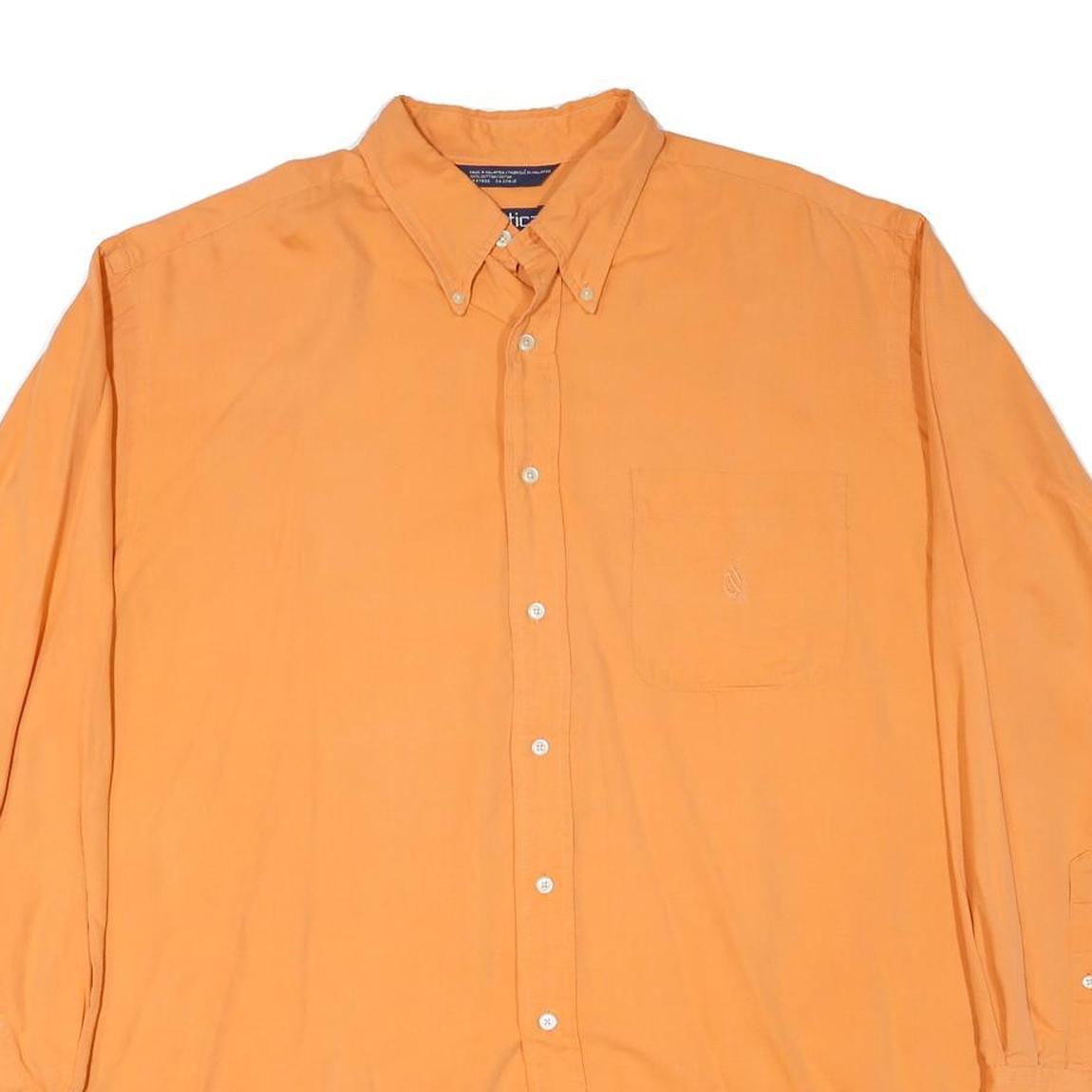 NAUTICA Mens Orange Cotton Blend Shirt XL Button-Down Long Sleeve Casual Classic