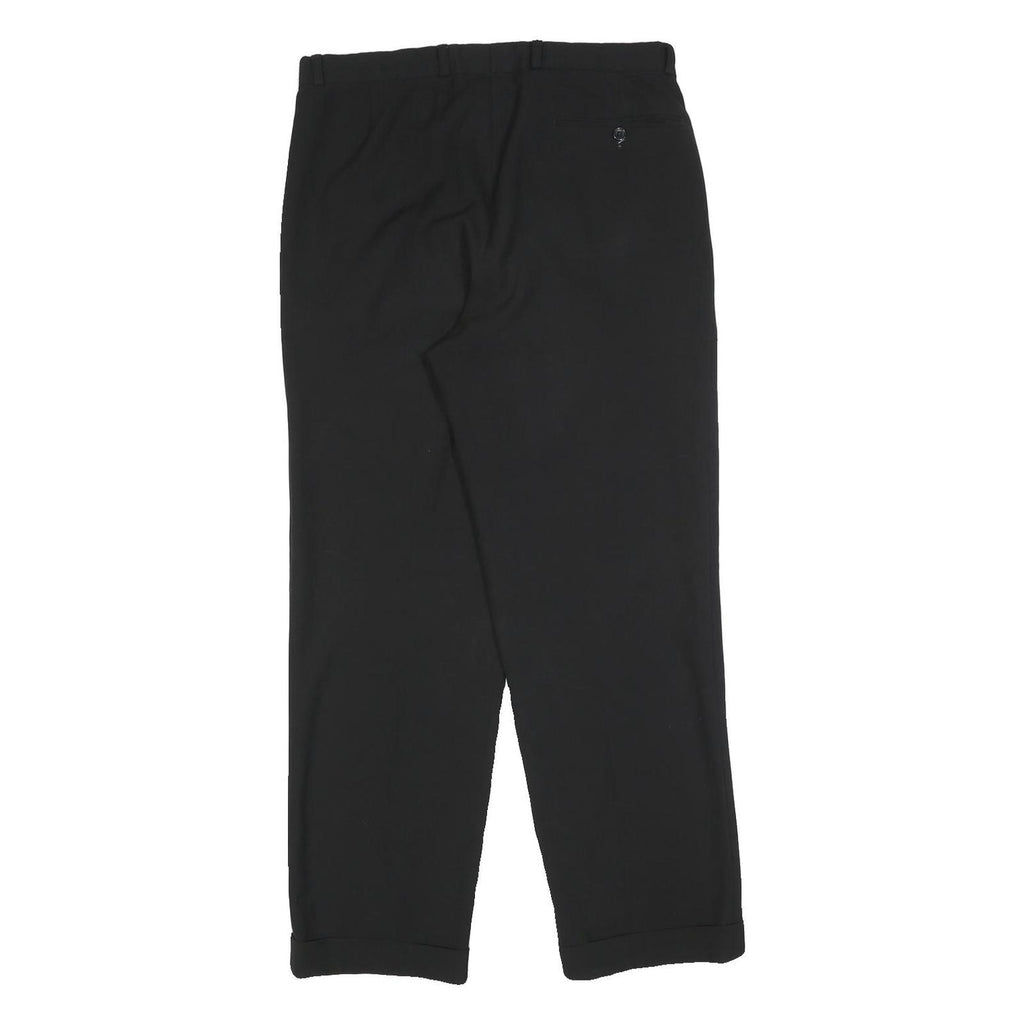 G CABALDI Mens Polyester Blend Black Regular Straight Trousers W32 L30 Tailored