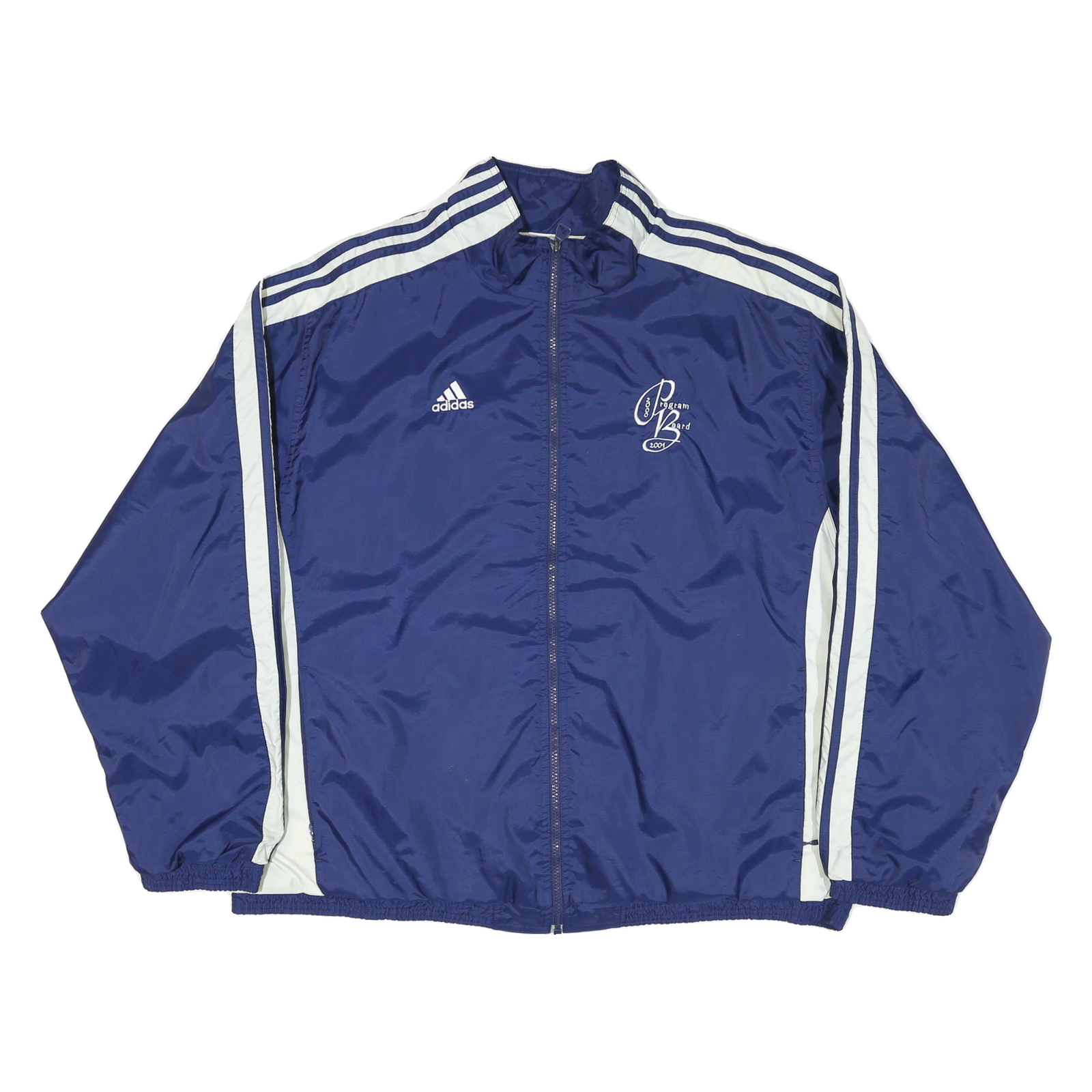 ADIDAS Mens Blue & White Retro Sporty Zip Jacket XL Polyester Blend Track Top