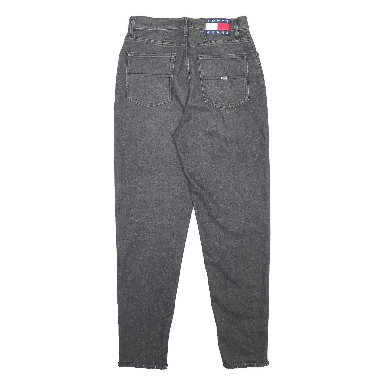 TOMMY JEANS Womens Jeans Grey Regular Skinny Denim Raw W29 L29 Classic Fit Zip