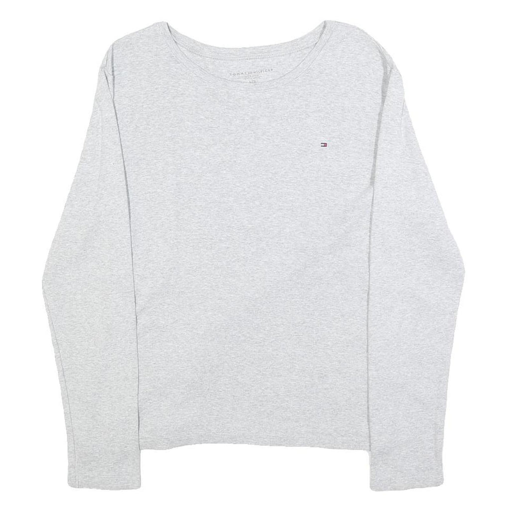 TOMMY HILFIGER Womens Grey Long Sleeve T-Shirt Crew Neck Cotton Blend L