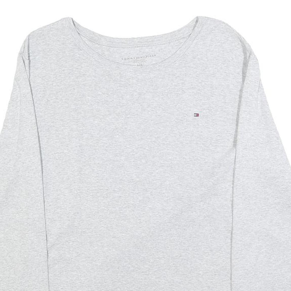 TOMMY HILFIGER Womens Grey Long Sleeve T-Shirt Crew Neck Cotton Blend L