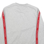 TOMMY HILFIGER Mens Grey Crew Neck M Cotton Sweatshirt with Branded Sleeve Tape