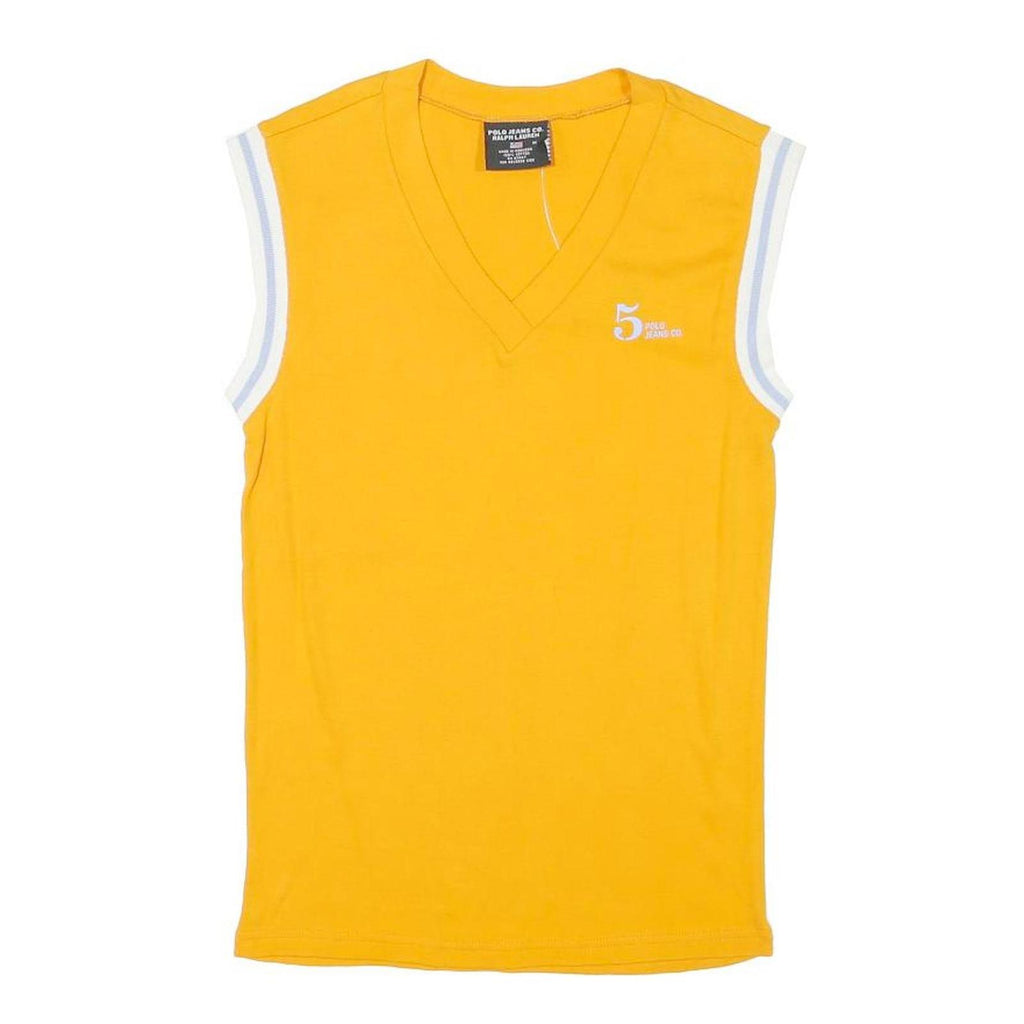 RALPH LAUREN POLO JEANS COMPANY Womens Yellow Sleeveless V-Neck T-Shirt M