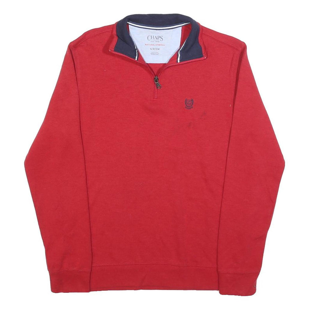 CHAPS Mens Red 1/4 Zip S Sweatshirt Cotton Blend Casual Pullover