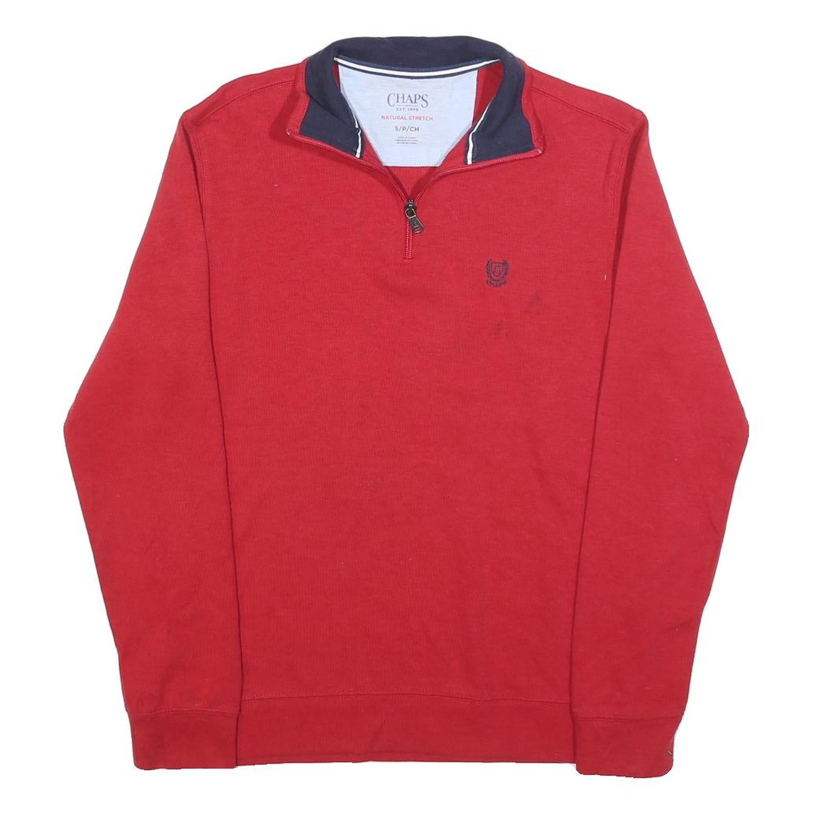 CHAPS Mens Red 1/4 Zip S Sweatshirt Cotton Blend Casual Pullover