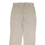 CARHARTT Mens Cotton Blend Beige Regular Fit Straight Leg Trousers W32 L34