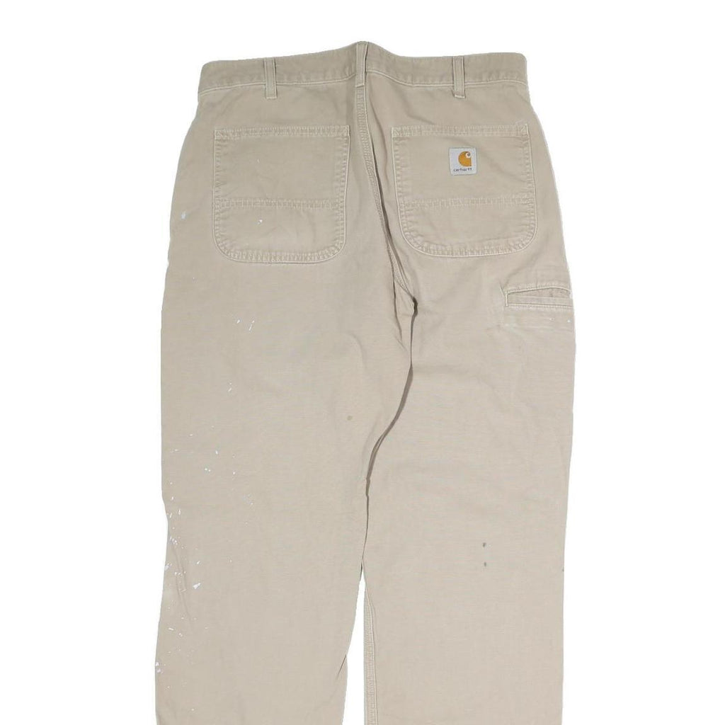 CARHARTT Mens Cotton Blend Beige Regular Fit Straight Leg Trousers W32 L34