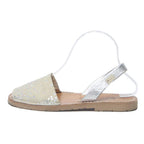 CASTELL Womens Leather Flat Slingback Sandals Beige & Silver UK 5 Comfortable