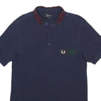 FRED PERRY Mens Navy & Red Short Sleeve Plain S Polo Shirt Classic Cotton