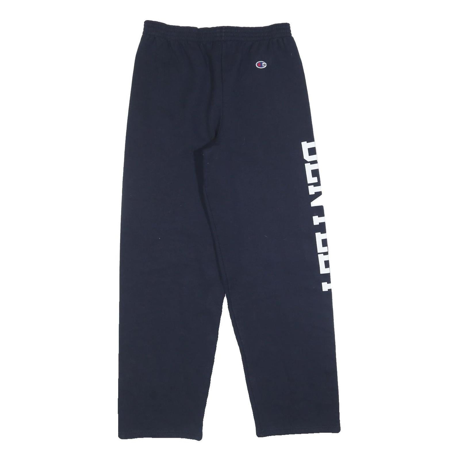 CHAMPION Girls Joggers Navy Blue XL W26 L28 Cotton Blend Logo Print Relaxed Fit