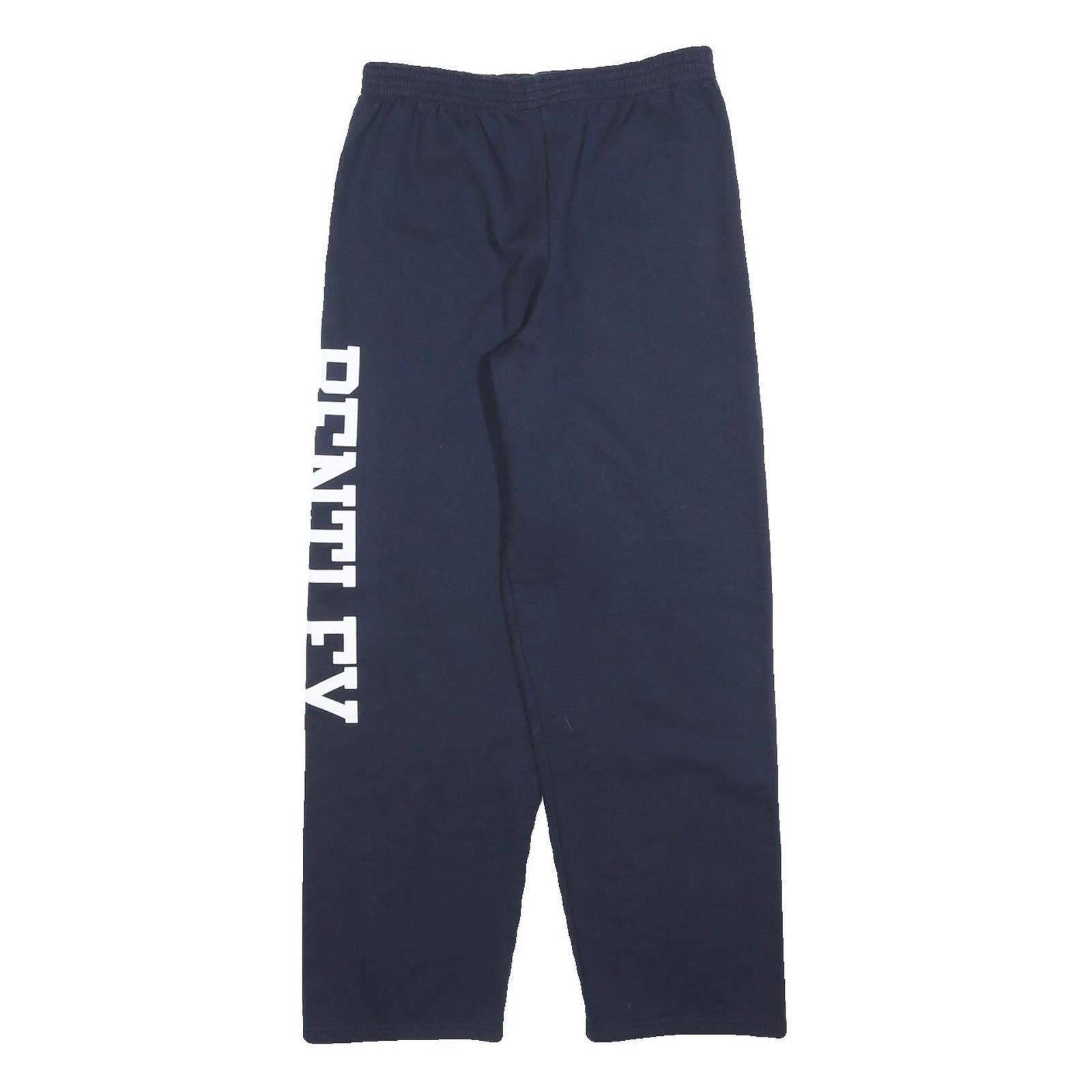 CHAMPION Girls Joggers Navy Blue XL W26 L28 Cotton Blend Logo Print Relaxed Fit