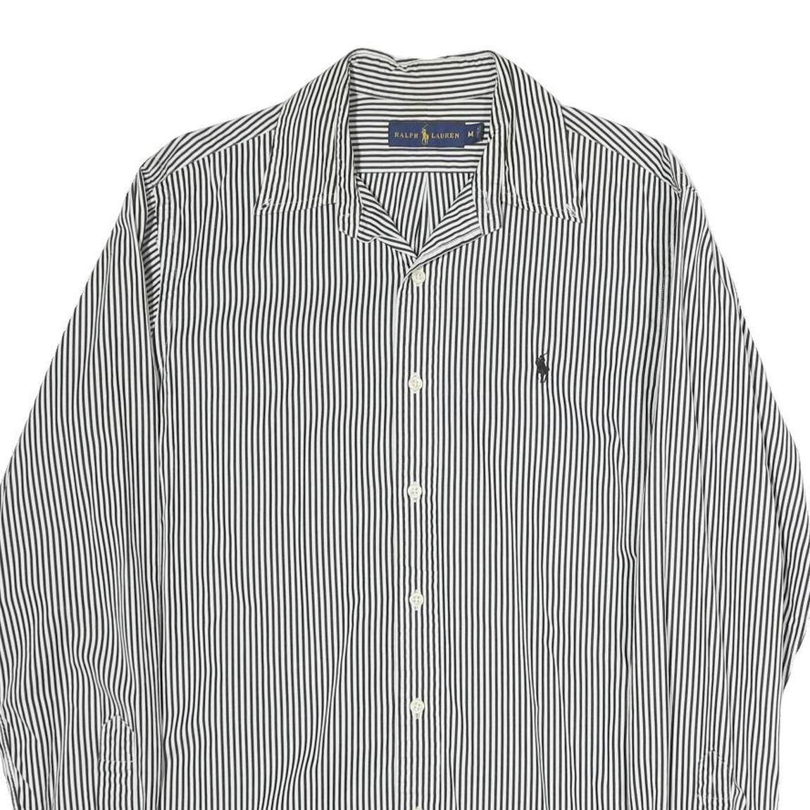 RALPH LAUREN Mens Blue & White Striped Shirt M Classic Cotton Long Sleeve Button
