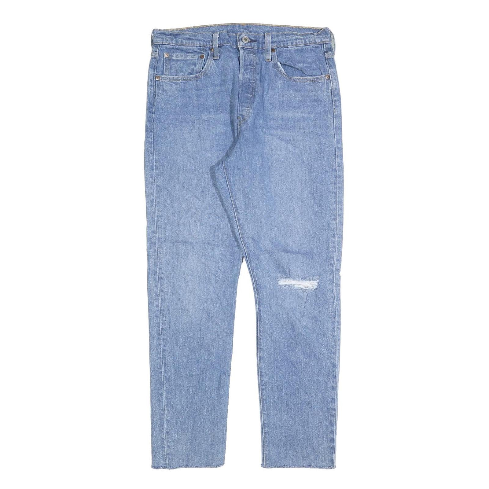 LEVI'S 501S Mens Slim Blue Denim Stone Wash W32 L30 Ripped Casual Jeans