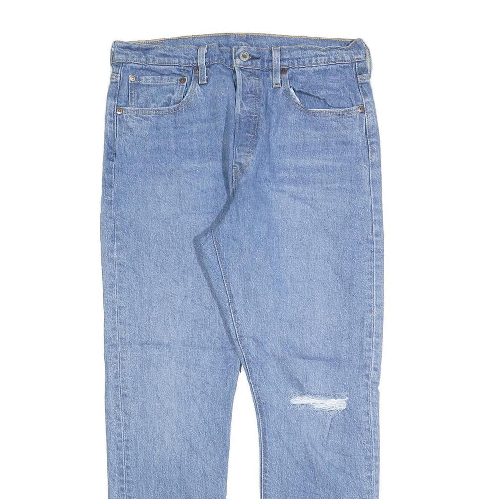 LEVI'S 501S Mens Slim Blue Denim Stone Wash W32 L30 Ripped Casual Jeans