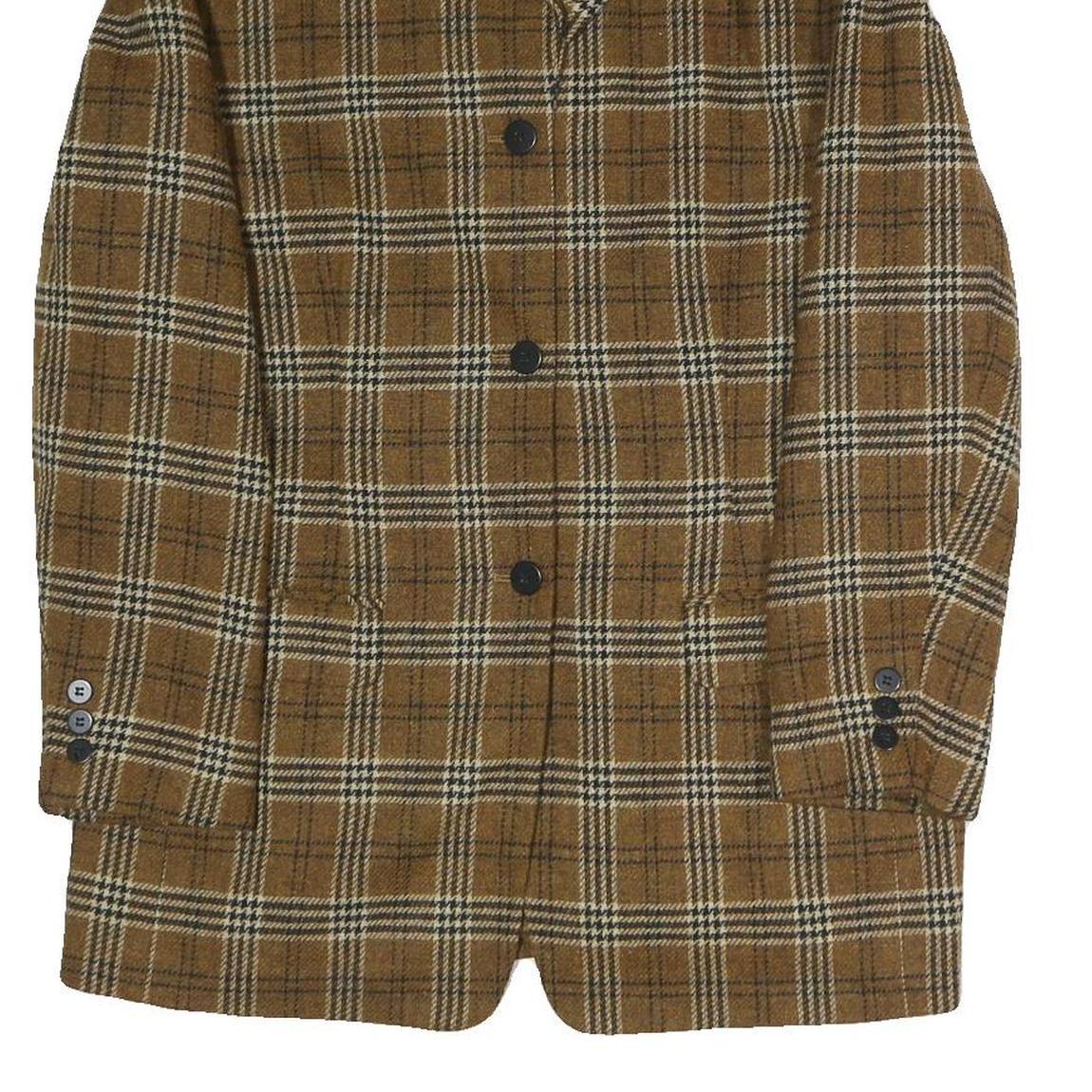 CHAUS Womens Brown & White Checked Classic Jacket S Polyester Blend Button