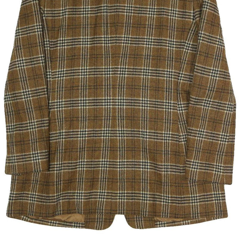 CHAUS Womens Brown & White Checked Classic Jacket S Polyester Blend Button