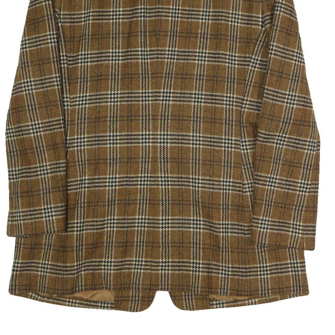 CHAUS Womens Brown & White Checked Classic Jacket S Polyester Blend Button